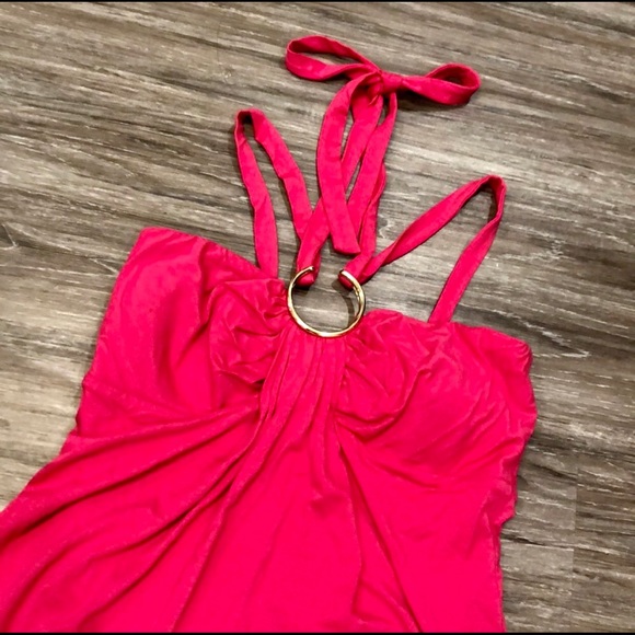 Cache Hot Pink Halter/Strap Hi-Low Dress Sz Small - Picture 2 of 4